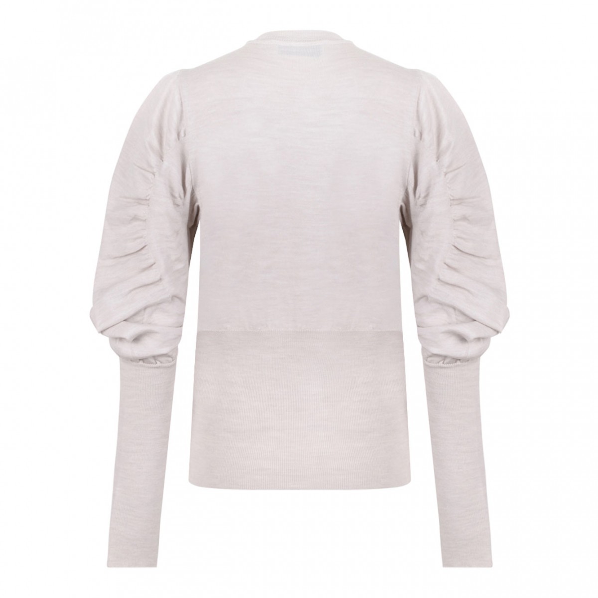 Grey Melange Puff Sleeve Buttoned Cardigan