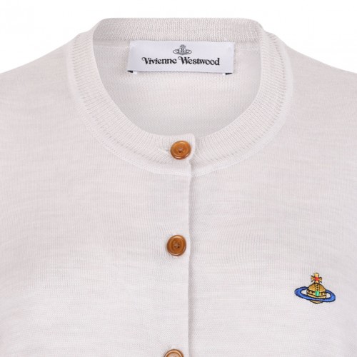 Grey Melange Puff Sleeve Buttoned Cardigan