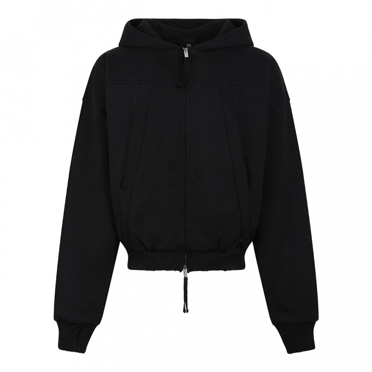 Black Zip-Up Hoodie With Hand Gaiters