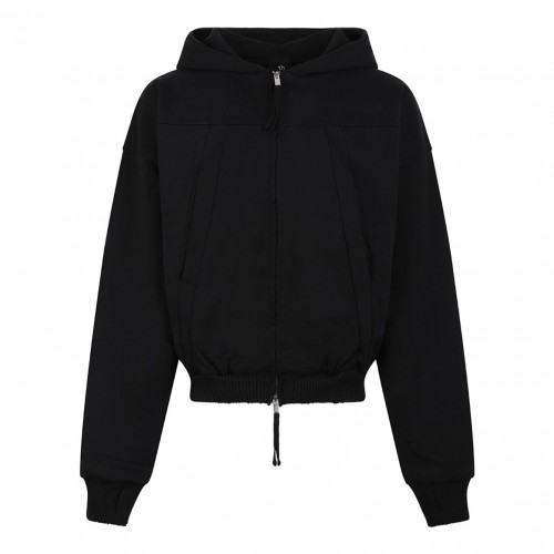 Black Zip-Up Hoodie With Hand Gaiters