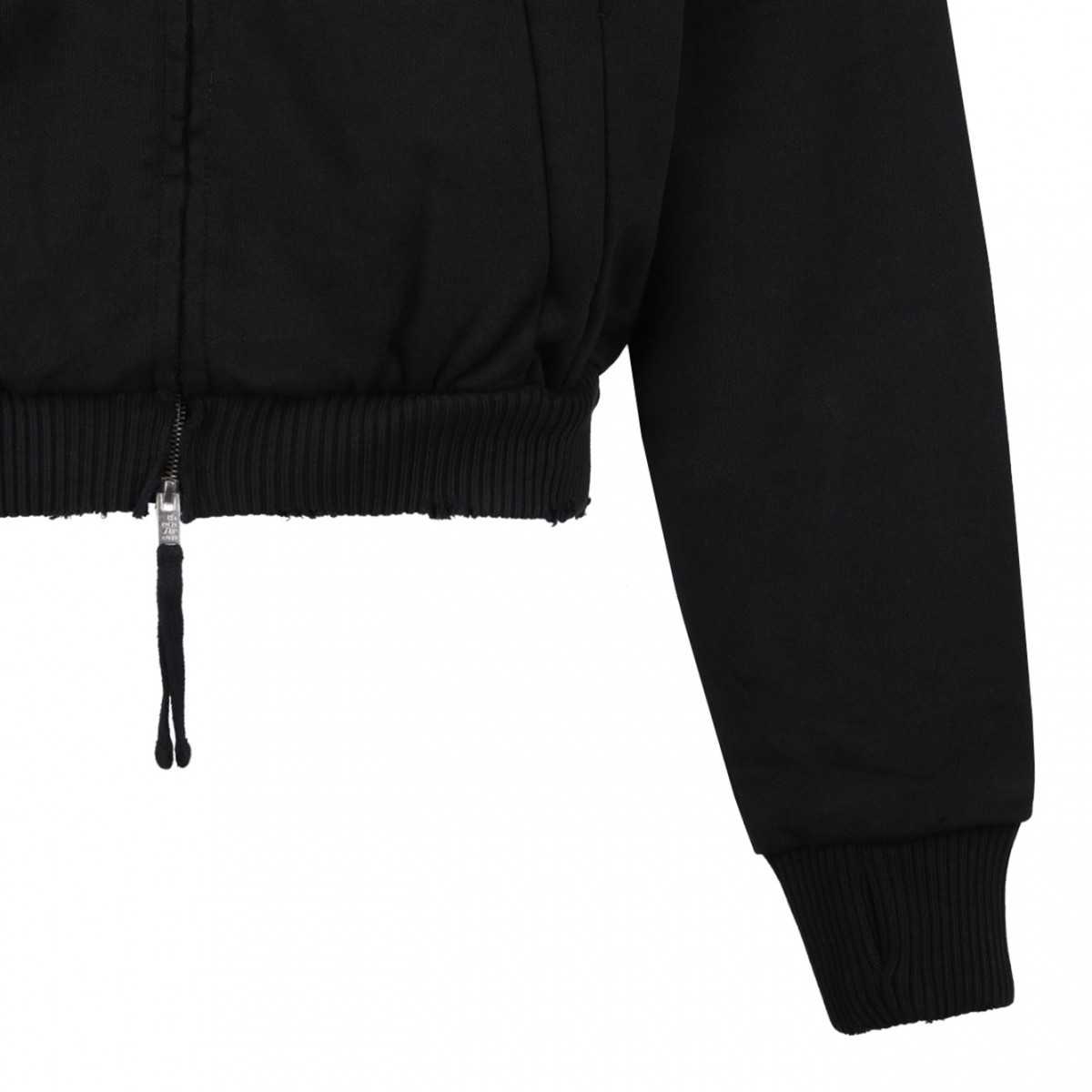 Black Zip-Up Hoodie With Hand Gaiters