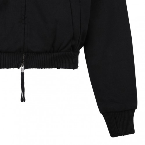 Black Zip-Up Hoodie With Hand Gaiters