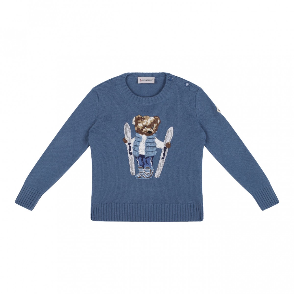 Light Blue Wool Knit Teddy Bear Sweater