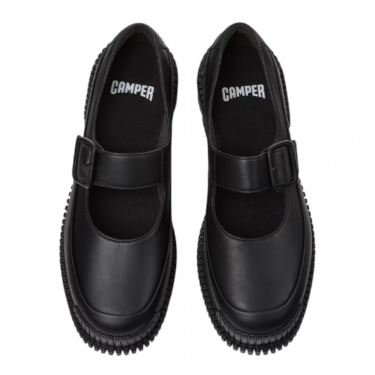 Black Pix Leather Ballerina Shoes