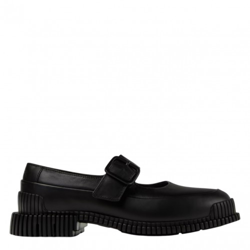 Black Pix Leather Ballerina Shoes