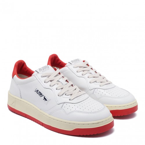 White and Red Medalist Sneakers
