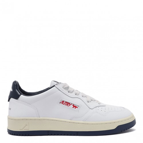 White and Blue Medalist Sneakers