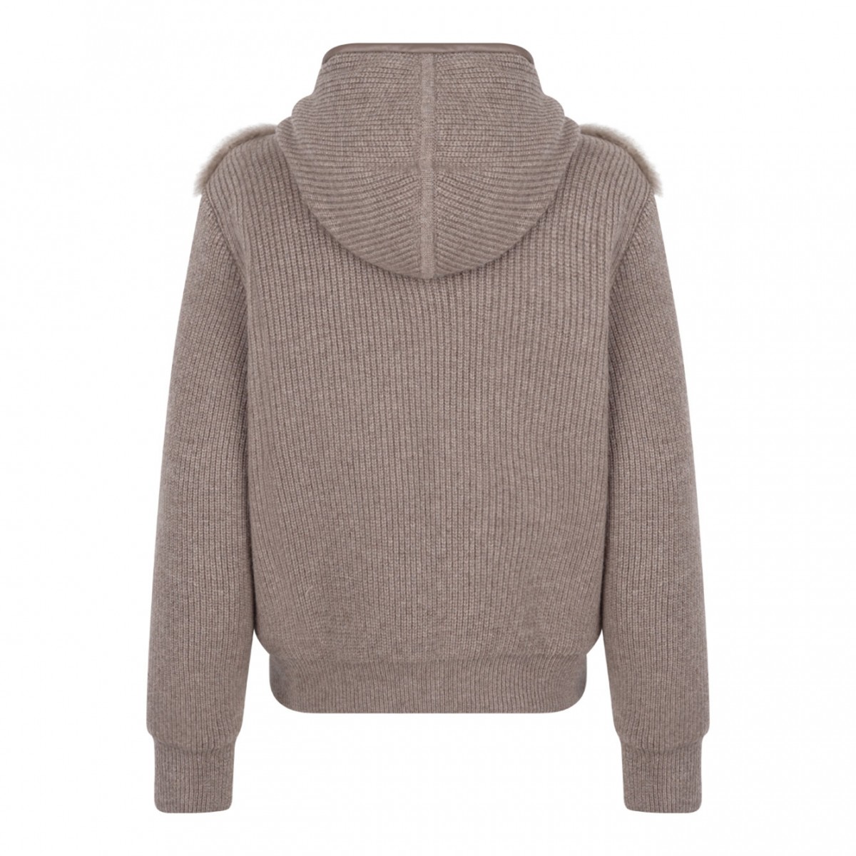 Beige Shearling and Knit Double Face Jacket