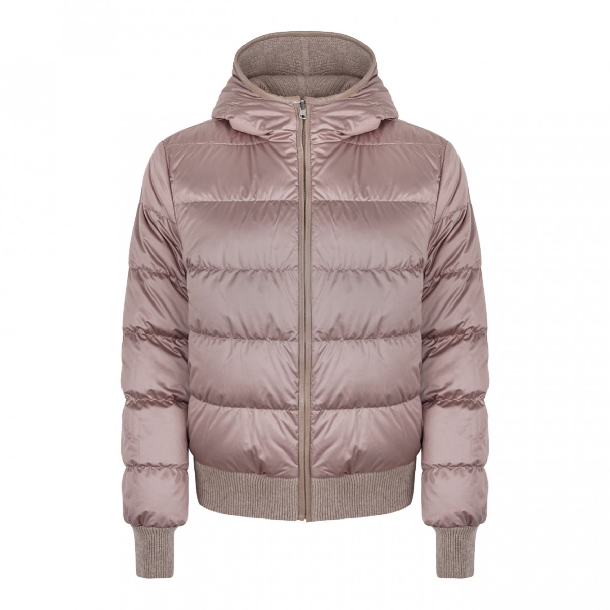 Beige Shearling and Knit Double Face Jacket