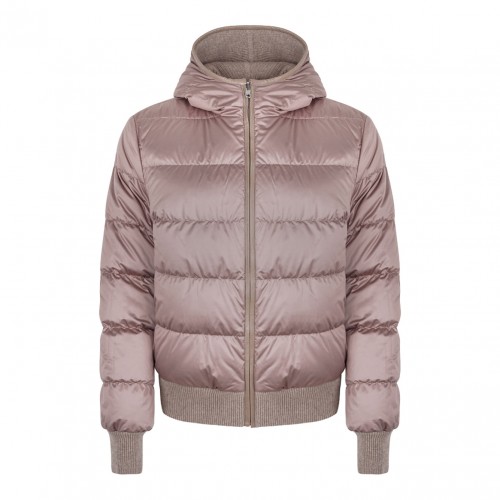 Beige Shearling and Knit Double Face Jacket