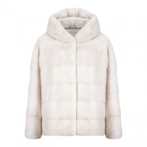 Pearl Mink Fur Coat with Hood