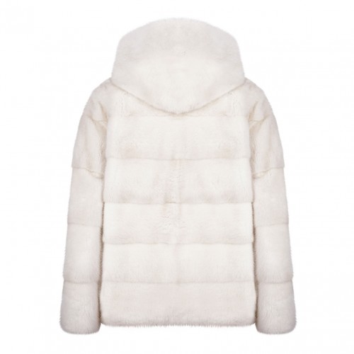 Pearl Mink Fur Coat with Hood 2