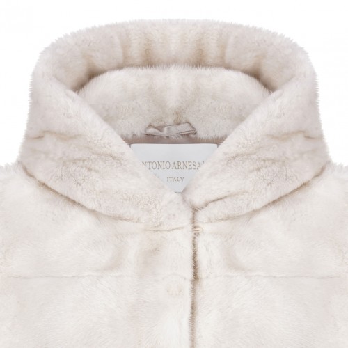Pearl Mink Fur Coat with Hood