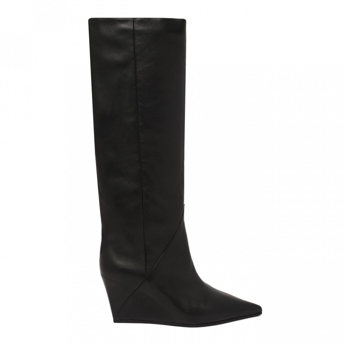 Black Leather Wedge Boots