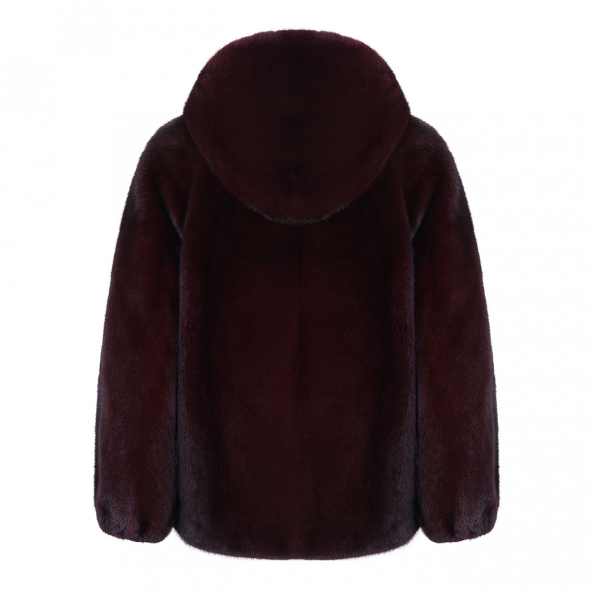 Bordeaux Mink Fur Coat with Hood