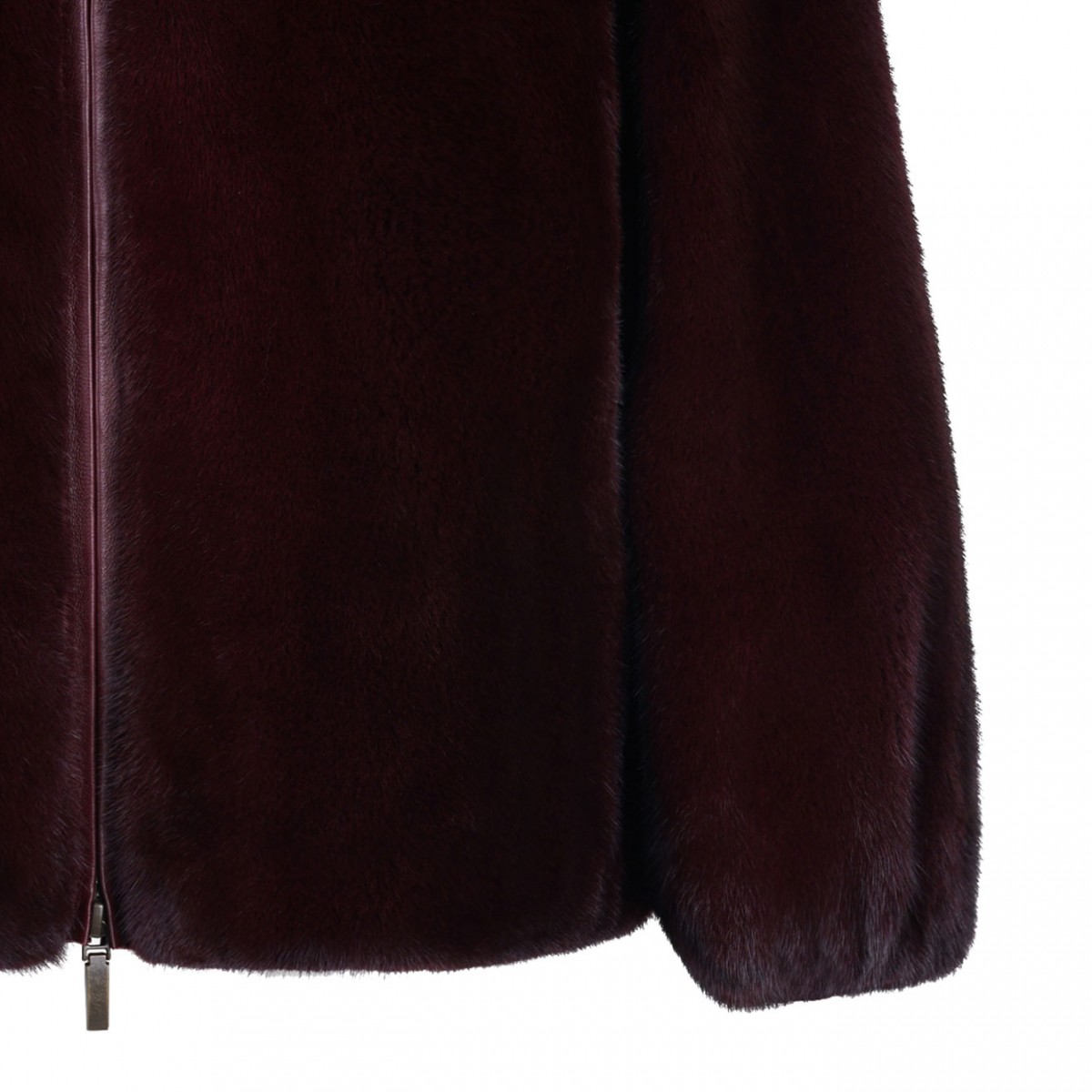 Bordeaux Mink Fur Coat with Hood