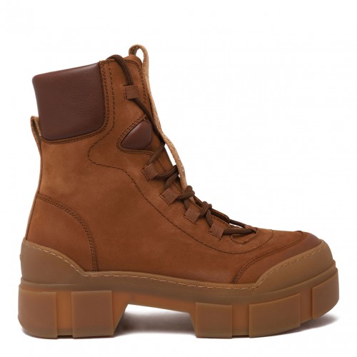 Brown Lace Up Chunky Boots