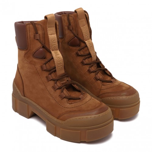 Brown Lace Up Chunky Boots