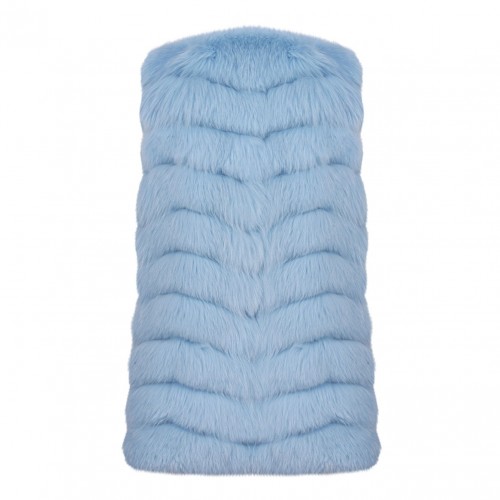 Light Blue Fox Fur Vest 2