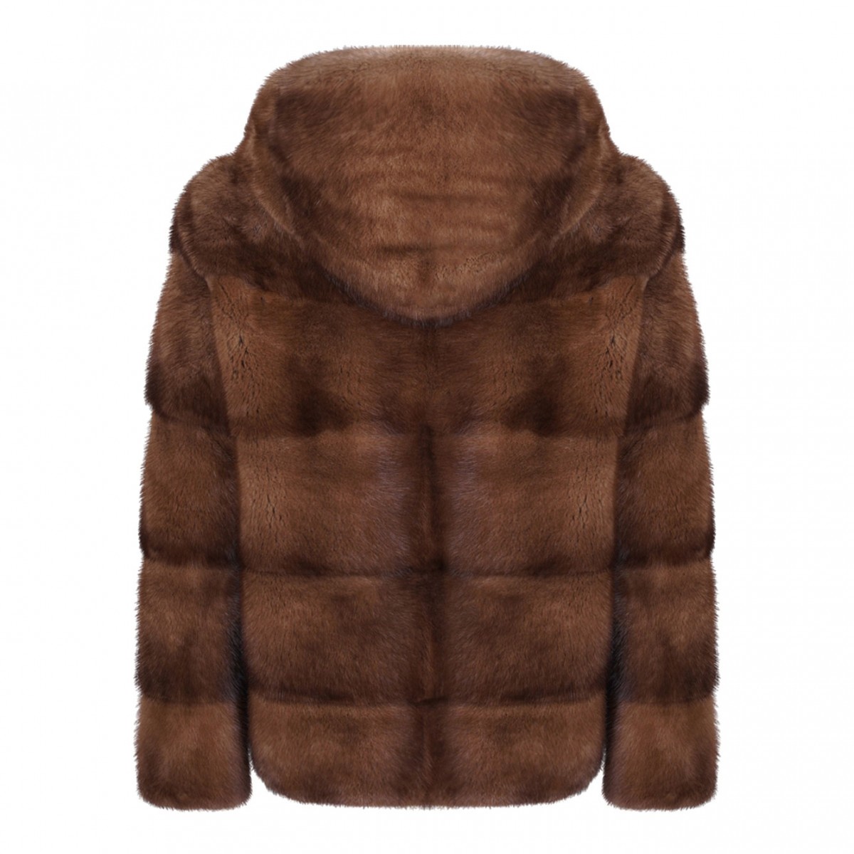 Brown Mink Fur Coat with Hood