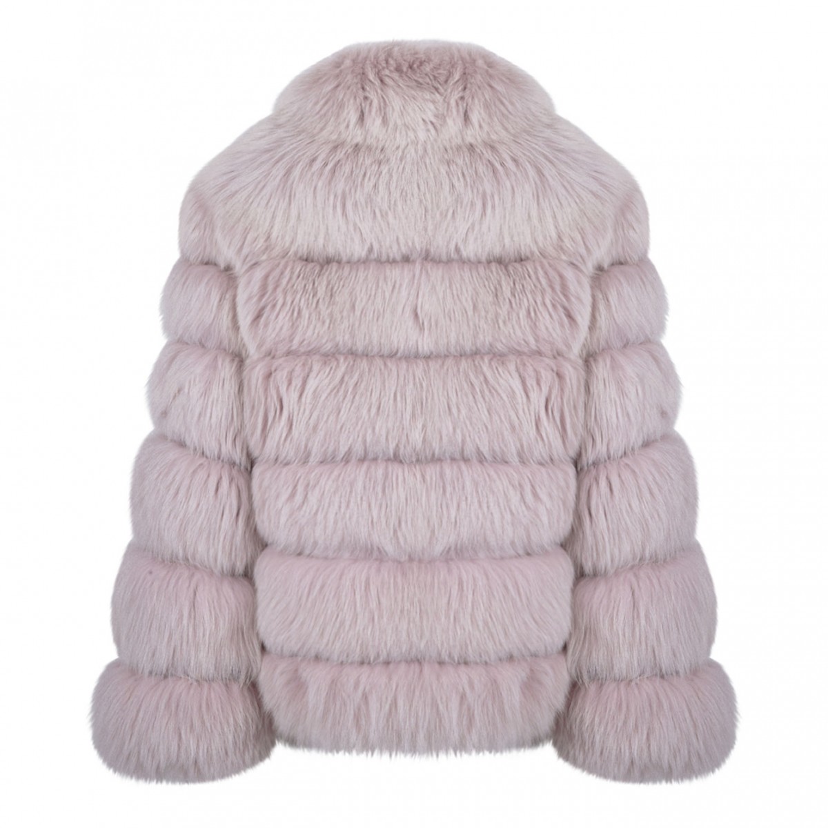 Light Pink Fox Fur Coat with High Collar