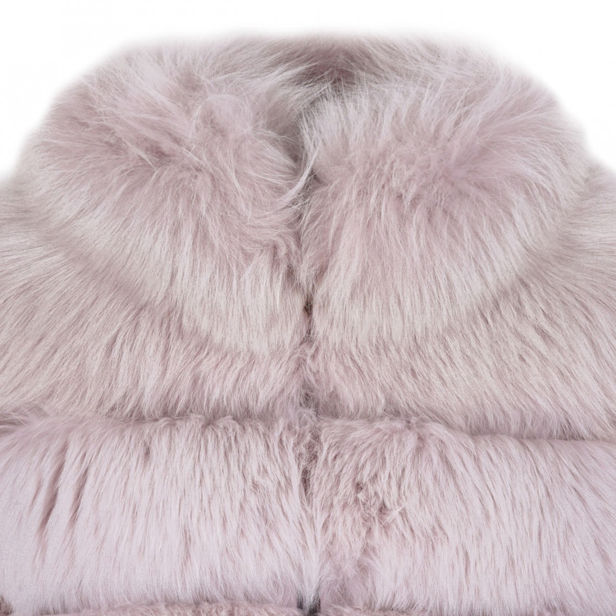 Light Pink Fox Fur Coat with High Collar