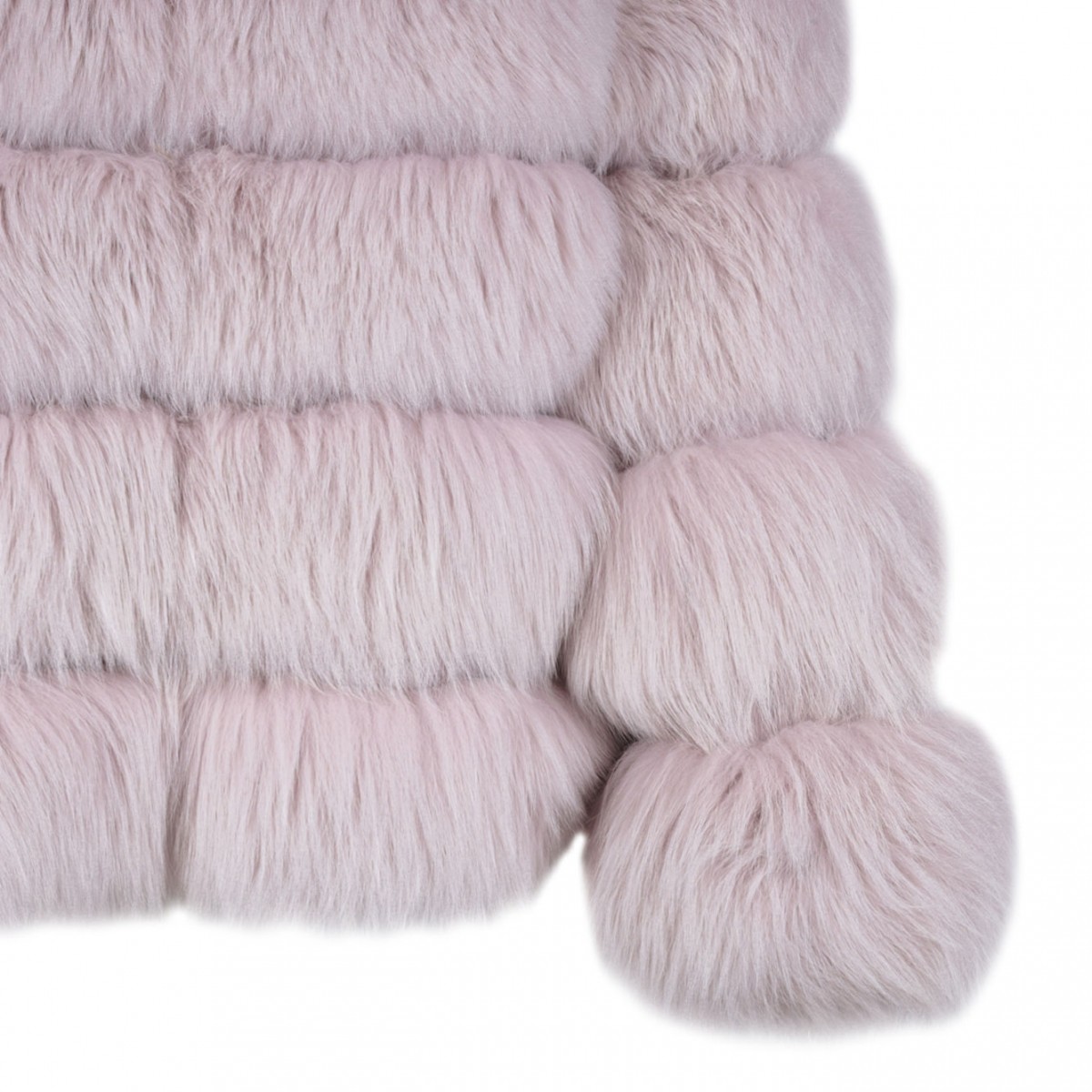 Light Pink Fox Fur Coat with High Collar