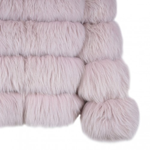 Light Pink Fox Fur Coat with High Collar