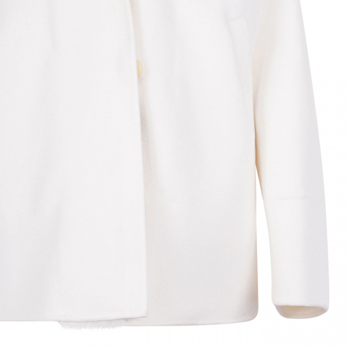 White Mink and Cashmere Jacket with Hood and V-Neck