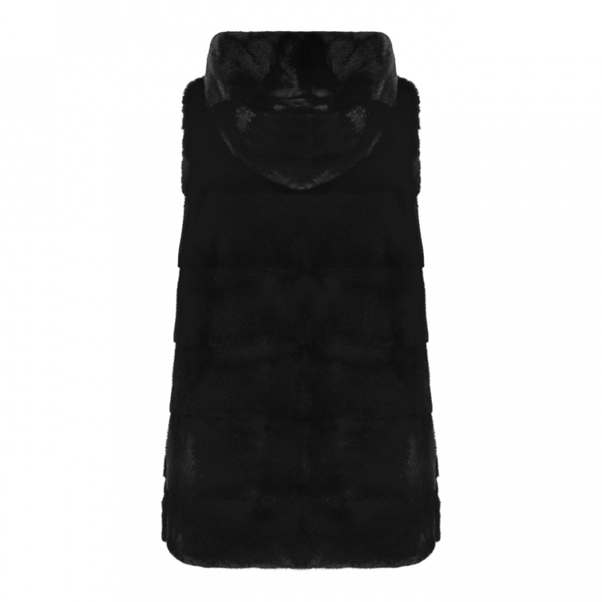 Black Mink Fur Vest with High Collar