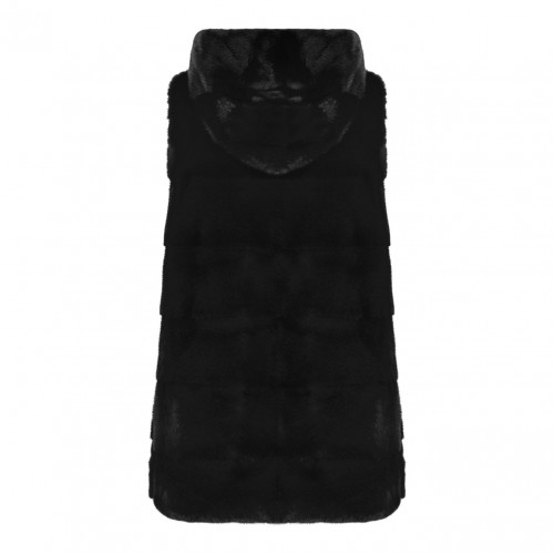 Black Mink Fur Vest with High Collar