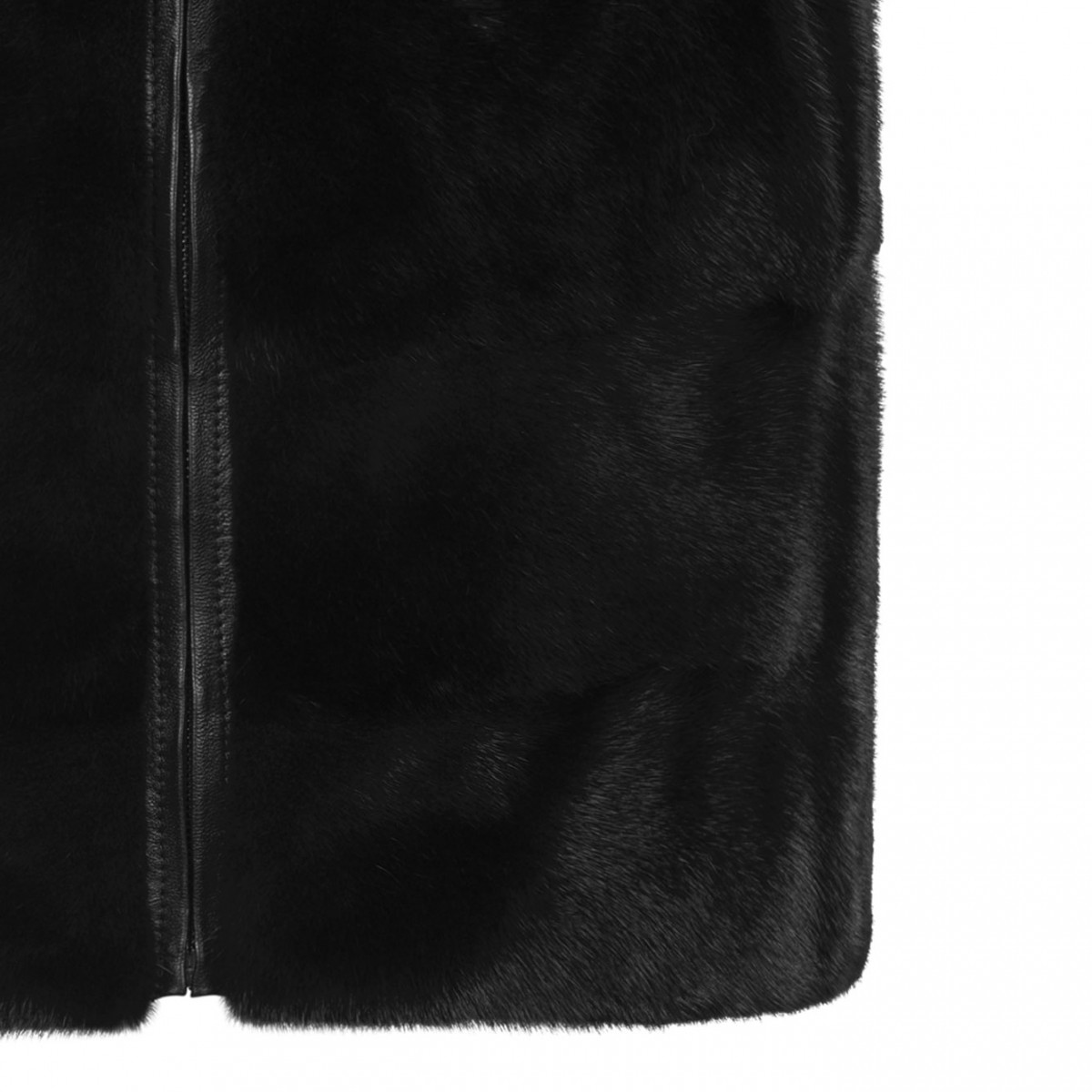 Black Mink Fur Vest with High Collar