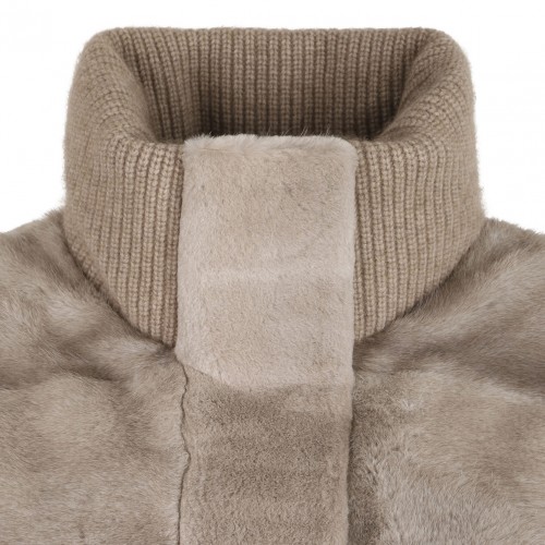 Mink and Cashmere Coat with High Collar