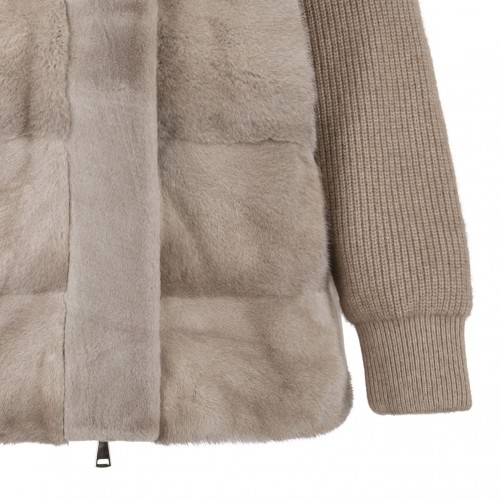 Mink and Cashmere Coat with High Collar