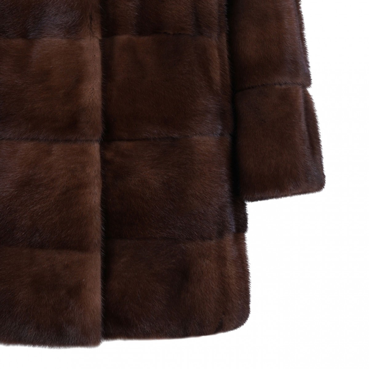 Brown Mink Fur Midi Coat with Hood