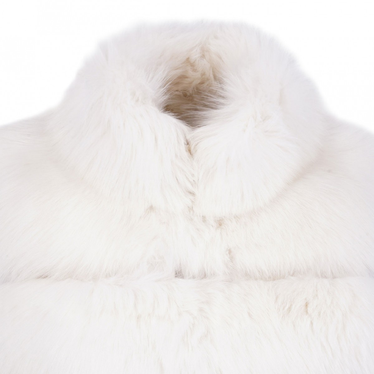 White Fox Fur Long Vest with High Collar