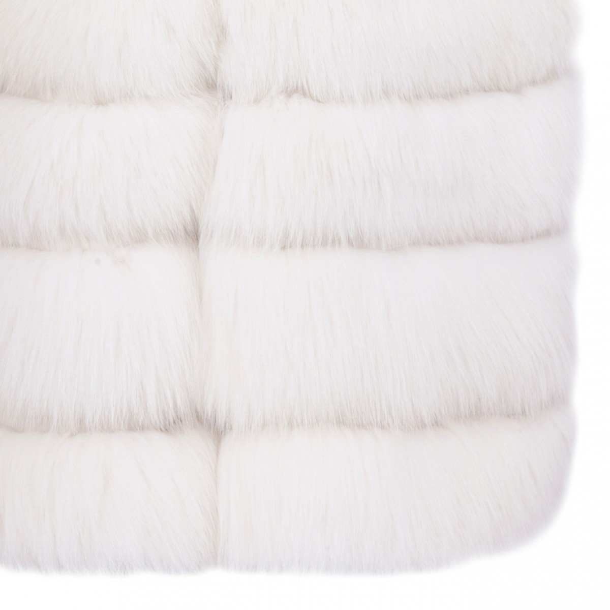 White Fox Fur Long Vest with High Collar