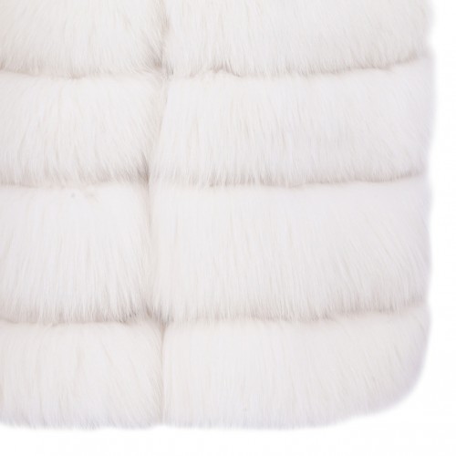 White Fox Fur Long Vest with High Collar