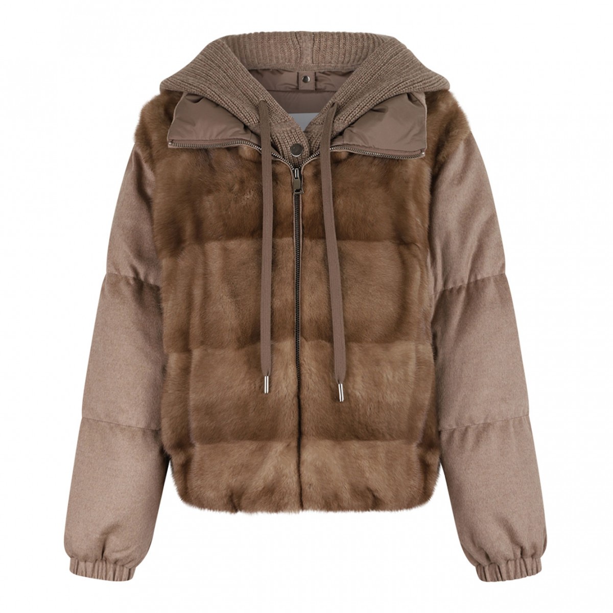 Patel Cashmere and Mink Fur Jacket with Adjustable Hood