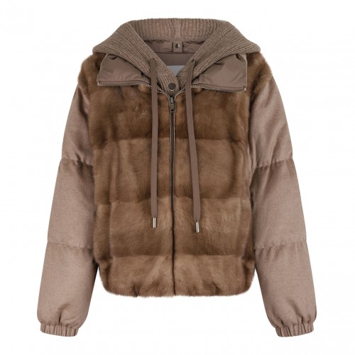 Patel Cashmere and Mink Fur Jacket with Adjustable Hood