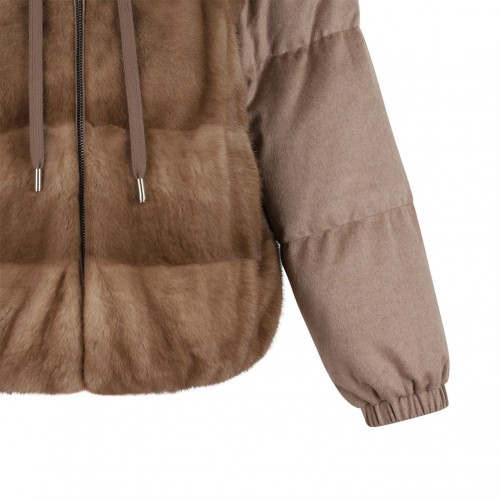 Patel Cashmere and Mink Fur Jacket with Adjustable Hood