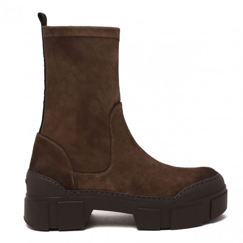 Dark Brown Suede Platform Boots