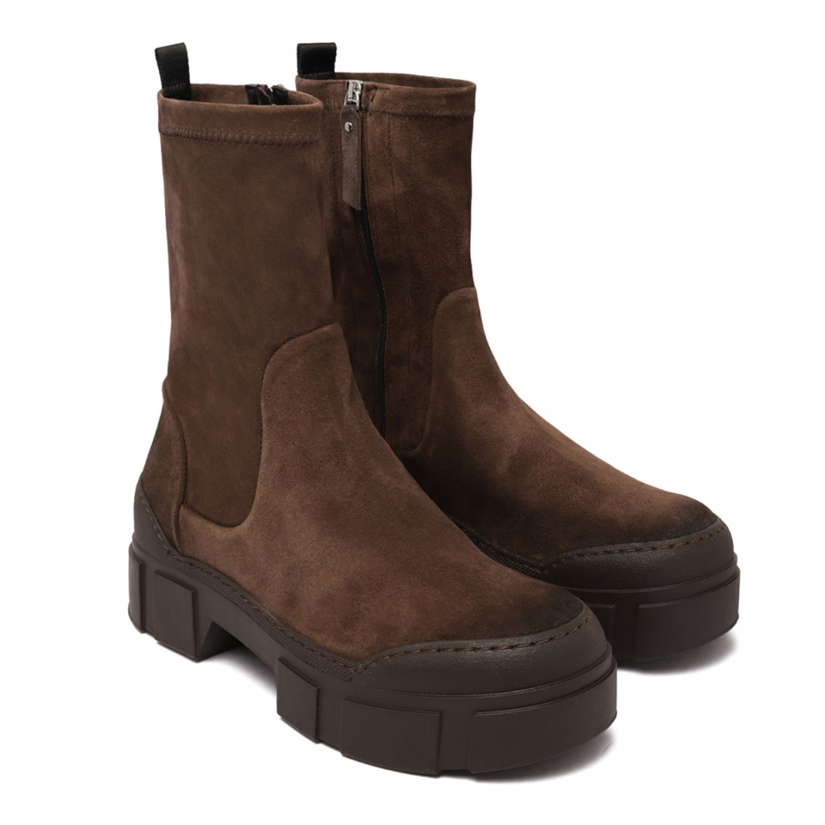 Dark Brown Suede Platform Boots