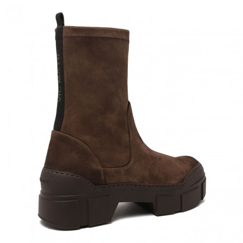 Dark Brown Suede Platform Boots