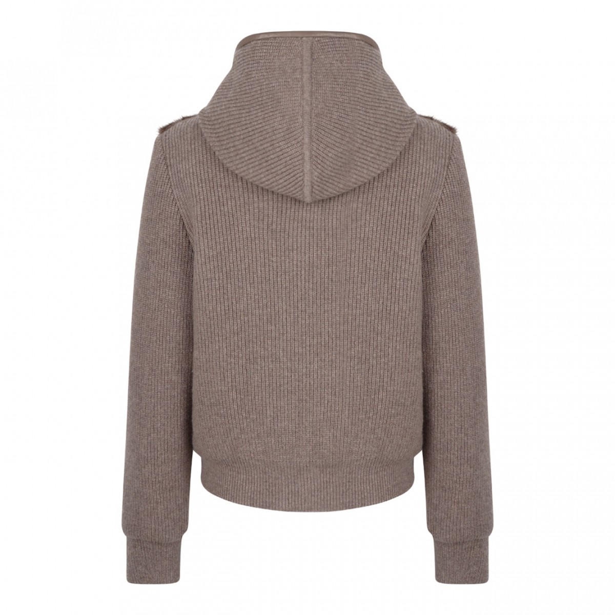 Beige and Brown Shearling and Knit Double Face Jacket