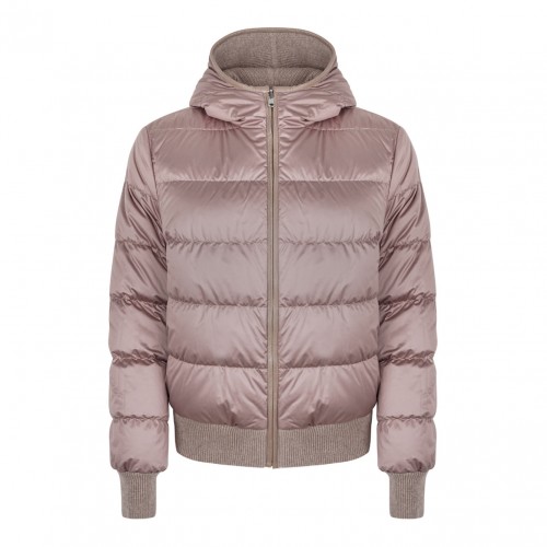 Beige and Brown Shearling and Knit Double Face Jacket