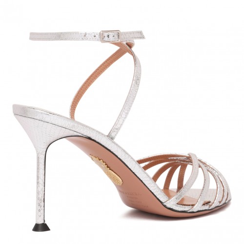 Silver Tone 85mm Leather Sandals