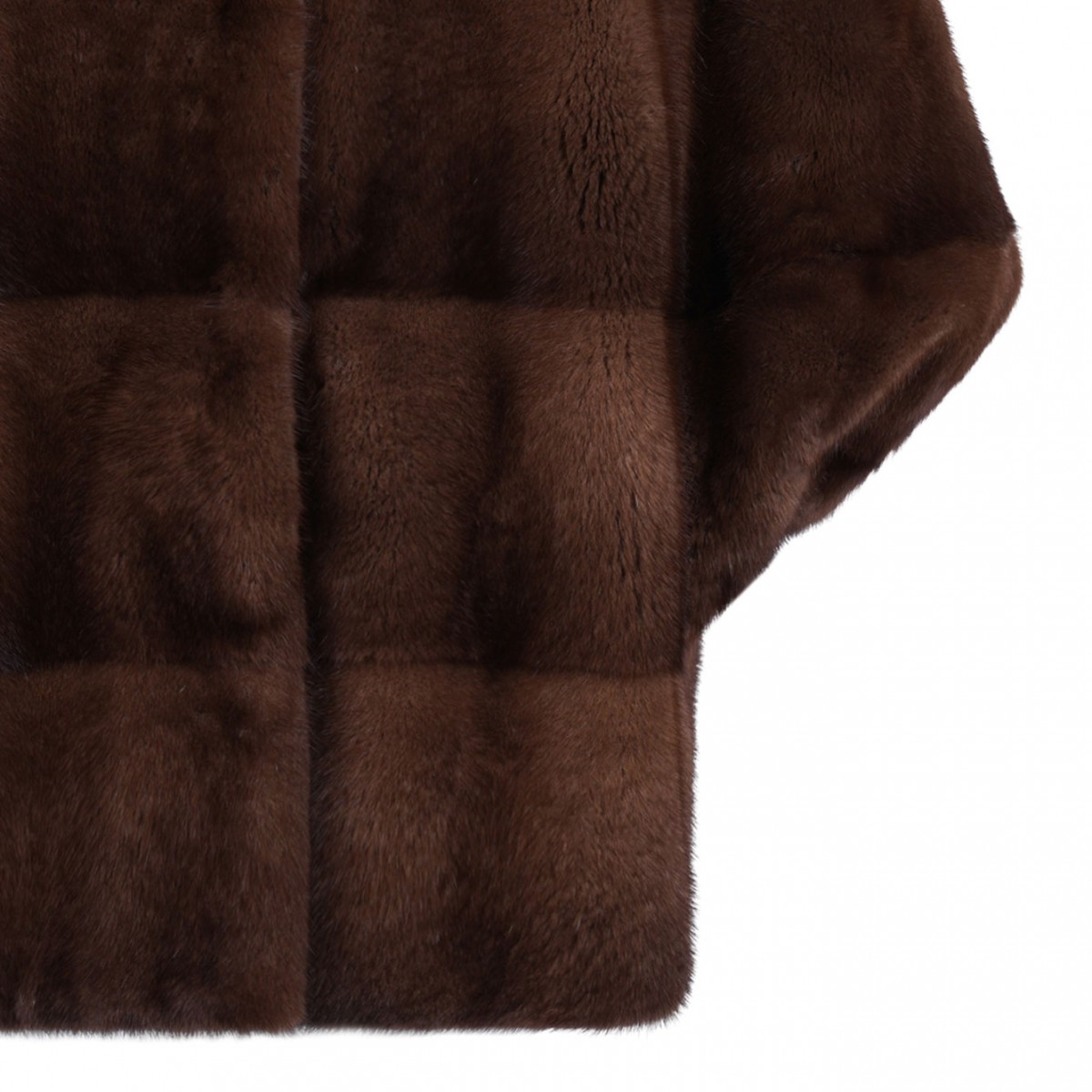 Brown Mink Fur Coat with High Collar