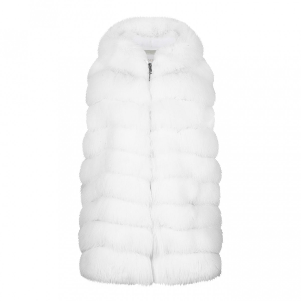 White Fox Fur Vest with Hood