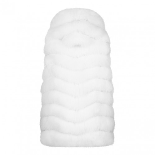 White Fox Fur Vest with Hood 2
